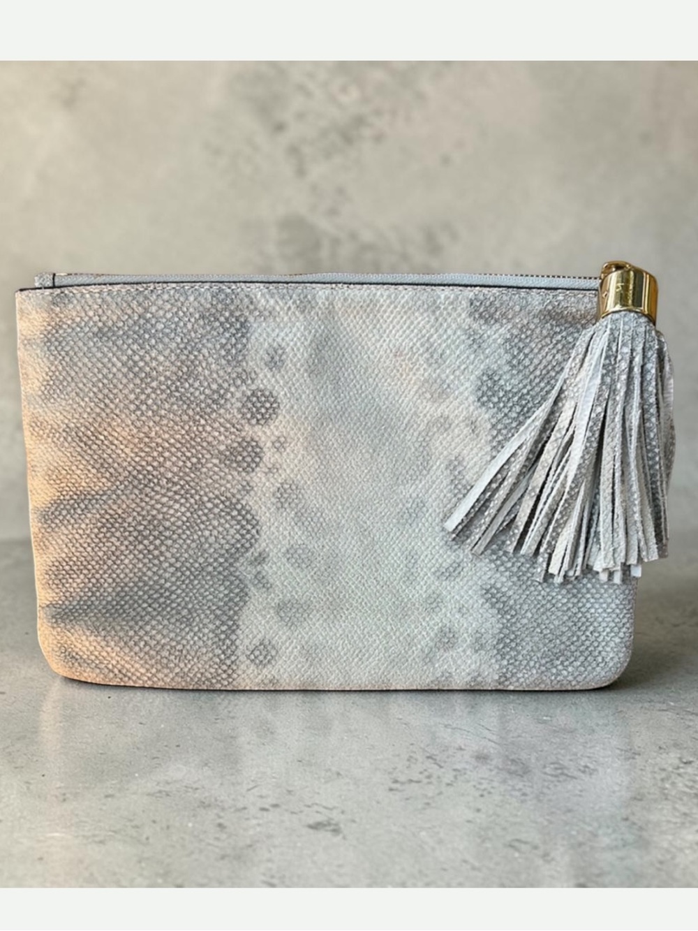 G.I.L.I. Gray Clutch with Tassel and Ombré Effect